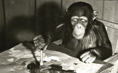 congo-the-chimp-painting-at-london-zoo-1957